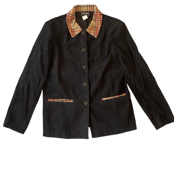 Black Vintage Plaid Collar Jacket - Picture 4 of 7